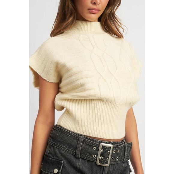 Emory Park Cream Mock Neck Geometric Knit Sweater Vest S - Picture 1 of 15